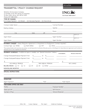 Annuity Policy Change Request