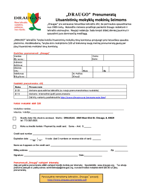 Draugas Subscription Form