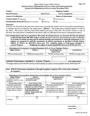 Teacher Performance Evaluation Form