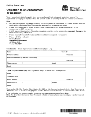 Parking Space Levy Objection Form