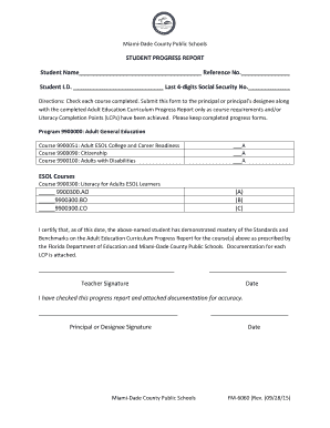 Miami-Dade Student Progress Report