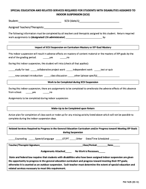 Special Education Suspension Form