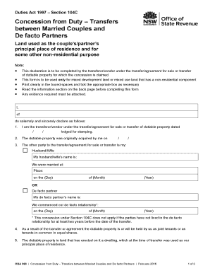 Concession from Duty – Transfers between Married Couples and De facto Partners