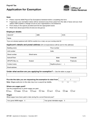 NSW Payroll Tax Exemption Application