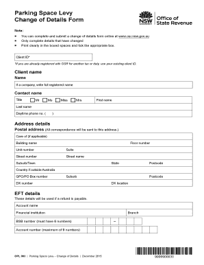 Parking Space Levy Change of Details Form