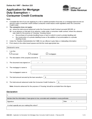 Application for Mortgage Duty Exemption
