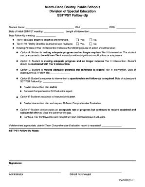 SST/PST Follow-Up Form