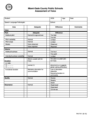 Miami-Dade County Public Schools Voice Assessment Form