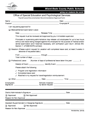 Miami-Dade County Public Schools Leave Approval Form