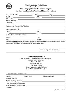 Sign Language Interpreter Services Request