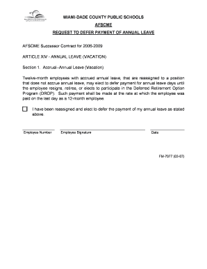 Miami-Dade County Annual Leave Deferral Request