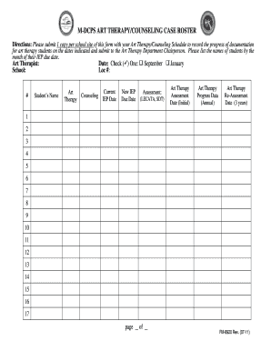 Art Therapy Counseling Case Roster