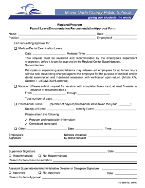 Payroll Leave Documentation Approval Form