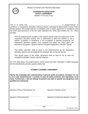 Cooperative Education Safety Agreement