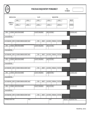 Purchase Requisition Worksheet