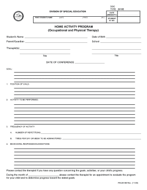 Home Activity Program for Special Education