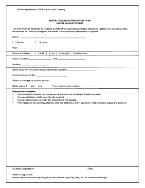 NSW Laptop Incident Report