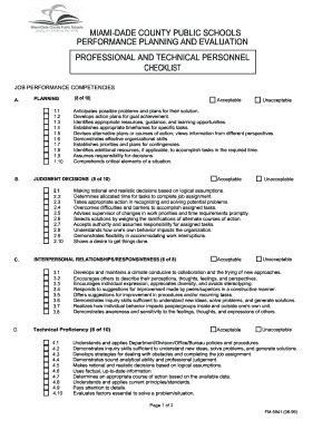 Miami-Dade County Professional Evaluation Form