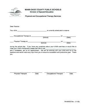 Miami-Dade County Public Schools Therapy Services Notification