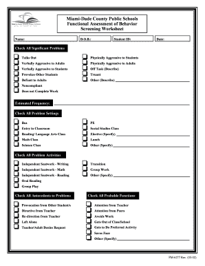 Miami-Dade County Public Schools Functional Assessment of Behavior
