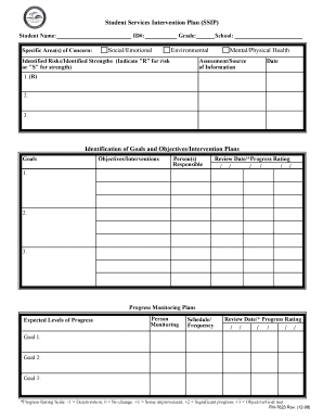 Student Services Intervention Plan