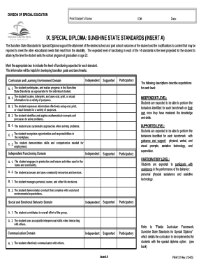 Sunshine State Standards Special Diploma Form