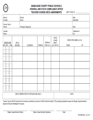 Teacher Course DECO Amendment Form