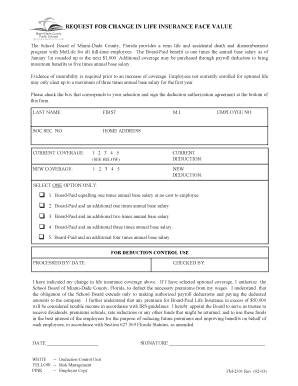 Request for Change in Life Insurance Face Value