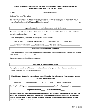 Special Education Suspension Form