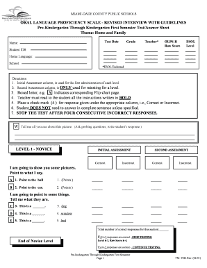 Oral Language Proficiency Scale Test