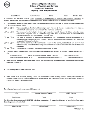 Intellectual Disability Eligibility Form