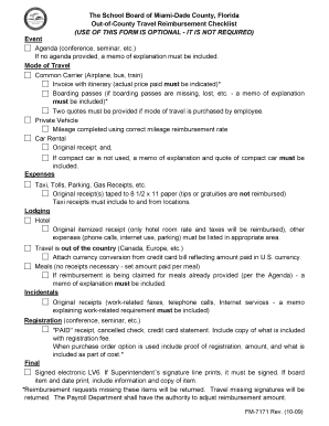 Miami-Dade County Out-of-County Travel Reimbursement Checklist