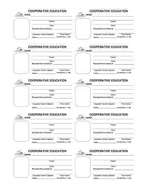 Cooperative Education Excuse Form