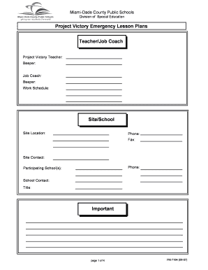 Miami-Dade Special Education Project Victory Lesson Plans