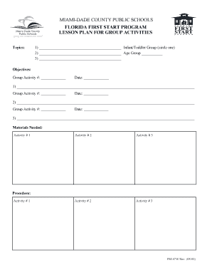 Florida First Start Program Lesson Plan