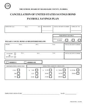 US Savings Bond Cancellation Form