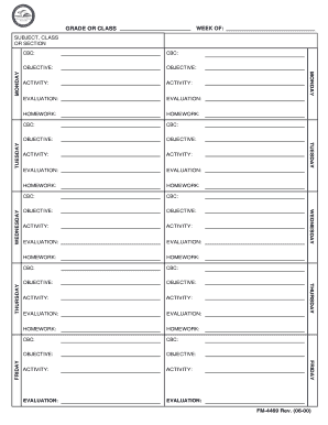 Weekly Lesson Plan Template
