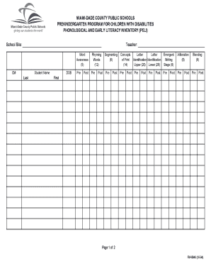 Phonological and Early Literacy Inventory Form