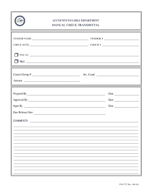Accounts Payable Check Transmittal Form