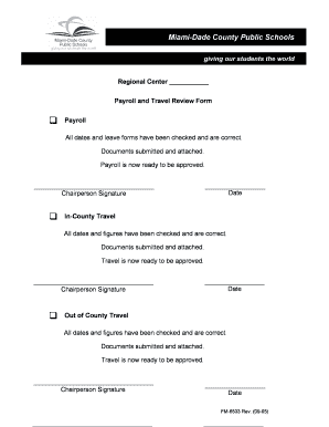 Miami-Dade County Payroll and Travel Review Form