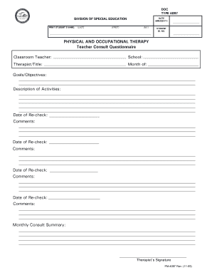 Teacher Consult Questionnaire