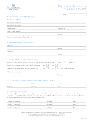 Bluestone Mortgage Discharge Authority Form