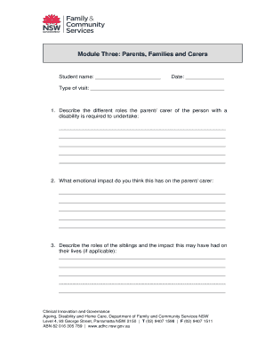 Disability Care Module Reflection Form