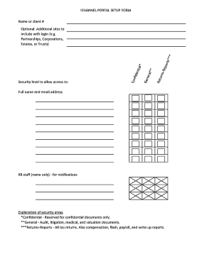 ICHANNEL Portal Setup Form