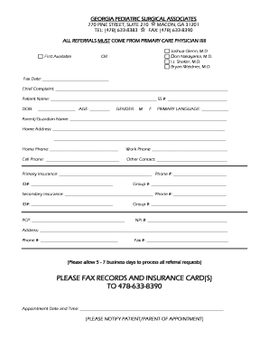 Pediatric Surgical Referral Form