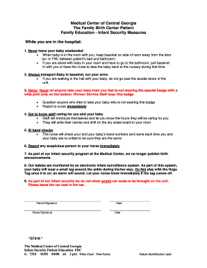 Infant Security Measures Agreement