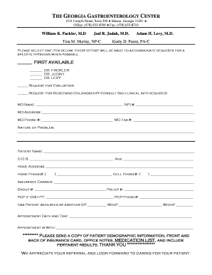 Georgia Gastroenterology Center Referral Form