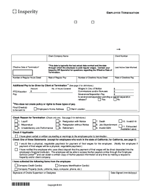 Employee Termination Form