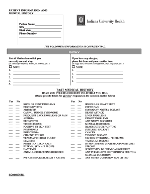 Patient Medical History Form