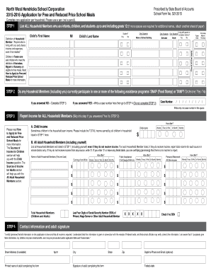 School Meal Application Form